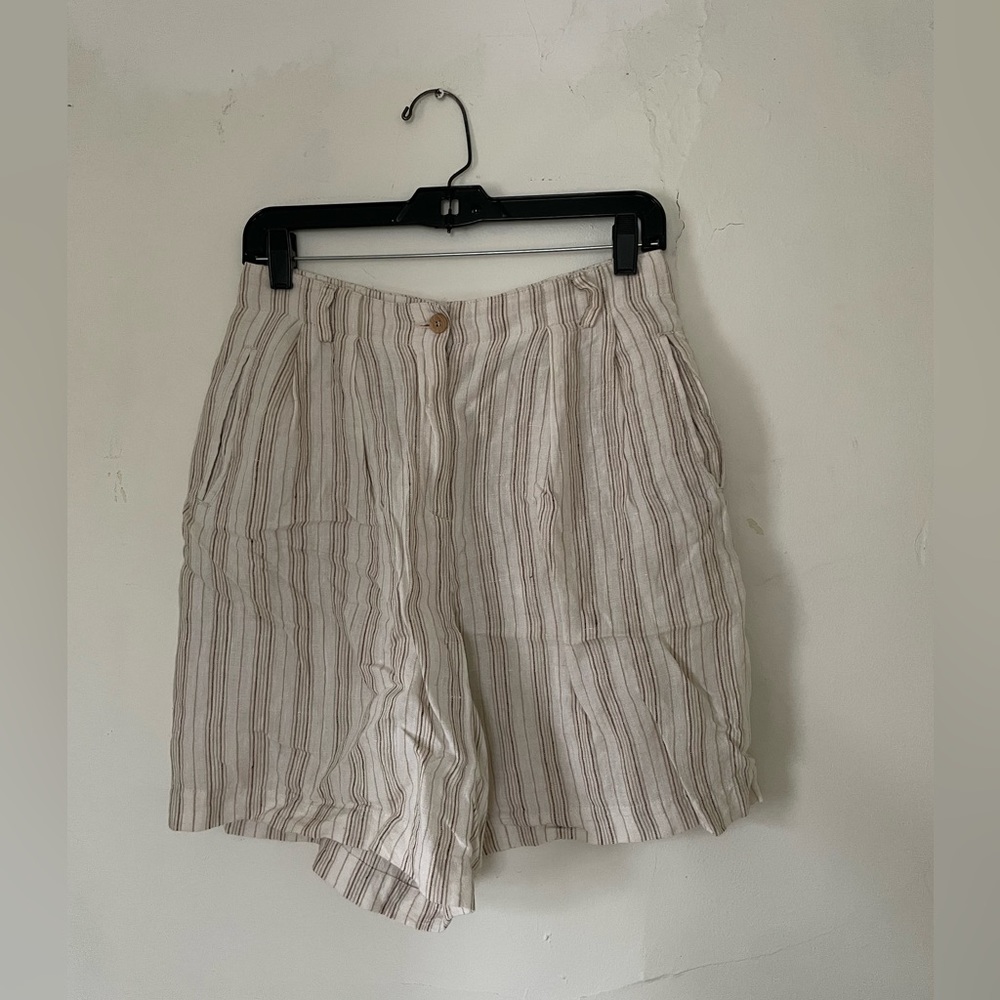 vintage super high-waisted striped linen shorts